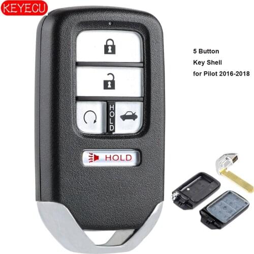 Keyecu Replacement Smart Remote Key Shell Case 5 Button Fob for Honda Pilot 2016 2017 2018 - KR5V2X