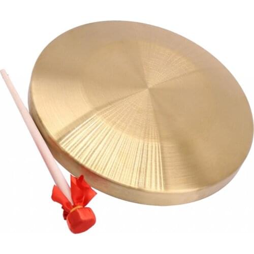 TRADITIONAL 6" BRASS CHINESE WIND GONG W/ BEATER HAND COPPER GONG CYMBALS