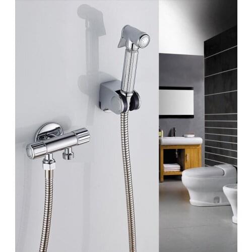 Brass chrome shattaf Women Hand held Bidet Shower set Mixer Portable bidet spray faucet with elastic hose ducha higienica