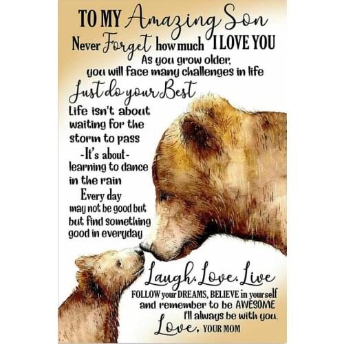 Bear To My Amazing Son Never Forget How Much I Love You - Mom Art Film Print Silk Poster 24x36inch