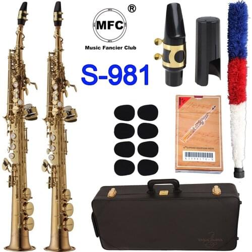 MFC Soprano Saxophone S-981 Gold Lacquer Sax Soprano Mouthpiece Ligature Reeds Neck Musical Instrument Accessories