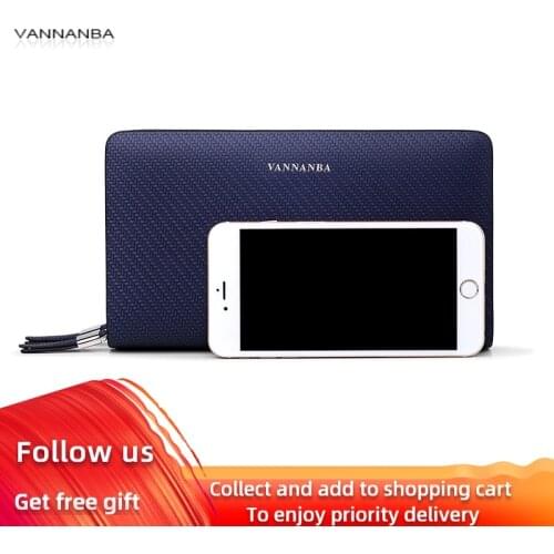 Carteira Masculina Men Long Wallet Cell Phone Clutch Bag Credit Card Holder Purses Carteras Genuine Leather Money Case