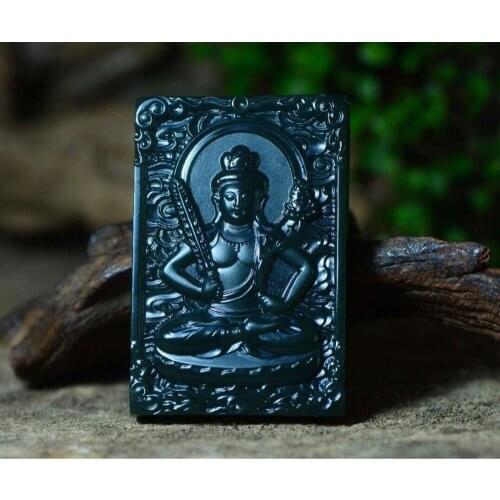 Natural Hetian Jade Tower Qing Grade I Fine material empty Bodhisattva pendant in Xinjiang hp348