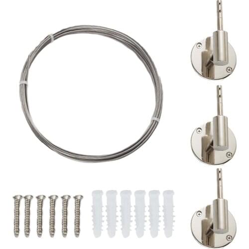 Stainless Steel Curtain Tension Wire Hanging Clothesline Wire Set Bathroom Drying Rack 5M