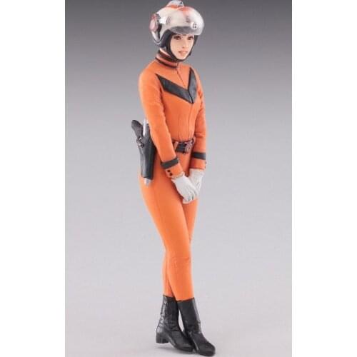 Unassambled 1/24 65mm modern girl stand with hat Resin figure miniature model kits Unpainted