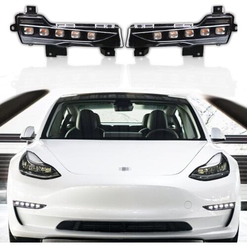 New Car LED Fog Lamp Assembly Day Driving Lamp Exterior Functional Accessories Upgrading For Tesla Model 3 2017 2018 2019 2020