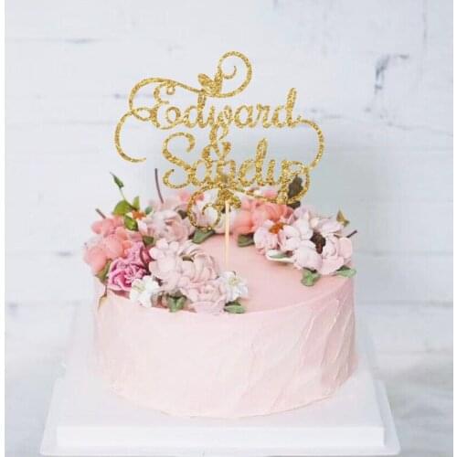 New Arrival Custom Glitter Paper Wedding Cake Topper Couple Engagement Personalized Cake Topper Bride and Groom Mr Mrs Name Date