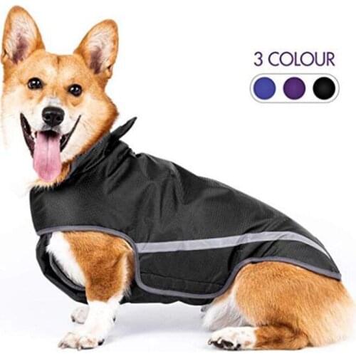SENYEPETS Dog Raincoat Adjustable Pet Waterproof Clothes Lightweight Rain Jacket Poncho Hoodies with Strip Reflective DC825