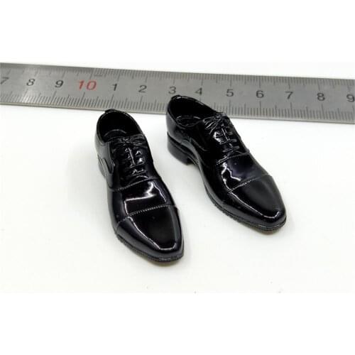 POPTOYS 1/6th X34 Black Male Mr. Rich Big Ben Trendy For Male Boys Black Leather Solid Shoes Model For 12inch Body Doll