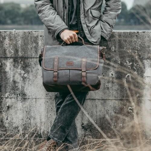 Vintage Men Briefcases Canvas 14 inch Laptop Bags Portable Messenger Bag for Men Business Briefcase Shoulder Bag Dropshipping