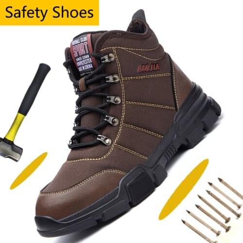Steel Toe Work Boots Men Indestructible Safety Shoes For Men Industrial Construction Work Safety Boots Slip Resistant Work Shoes