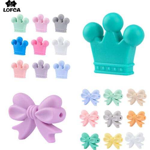 LOFCA Silicone Crown Beads 10pcs BPA Free Food Grade Silicone Beads Baby Chew Toy Teething Necklace DIY Nurse Jewelry Making