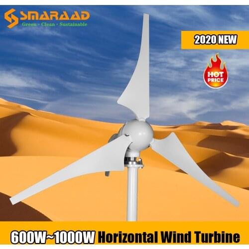 Factory Outlet 600W 800W 1000W 3 5 Blades Windmill 12v 24v Wind Power Small Wind Turbine Generator Free MPPT Controller For Home