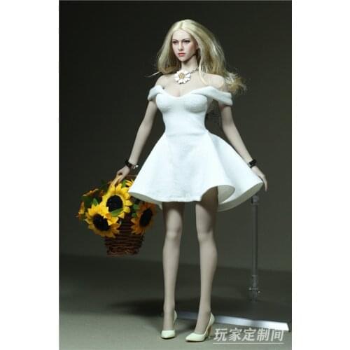 1:6 Steel Bone Covered Female Soldier clothes-morning Glory (white) Drop Shoulder Dress 12 Inches Women Dolls Available