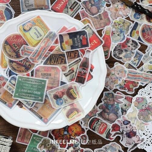40 Pcs Art Retro Sticker Pack Character Animal Style Journal Decoration Material Scrapbook Paper Sticker Cute School Stationery
