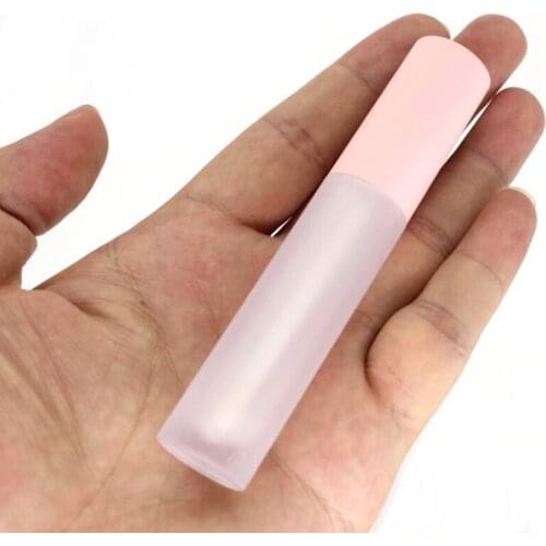 5ml Empty Refillable Container Lip Gloss tube pink cap lipgloss Plastic clear Frosted Tube packing Container Lip Gloss Bottles