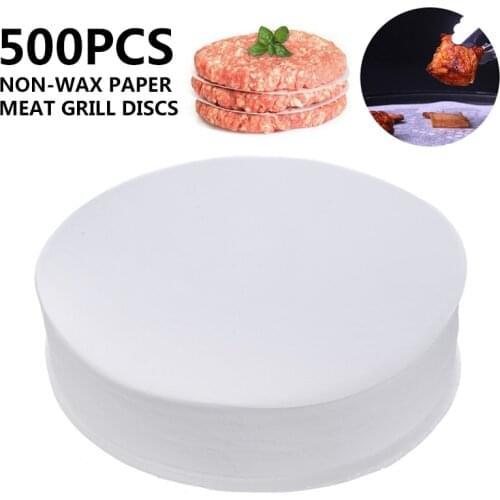 500pcs Non-wax Baking Paper Beef Burger Meat Grill Discs 11.4cm Round Extra Thick For Barbecue Prevent Scorching