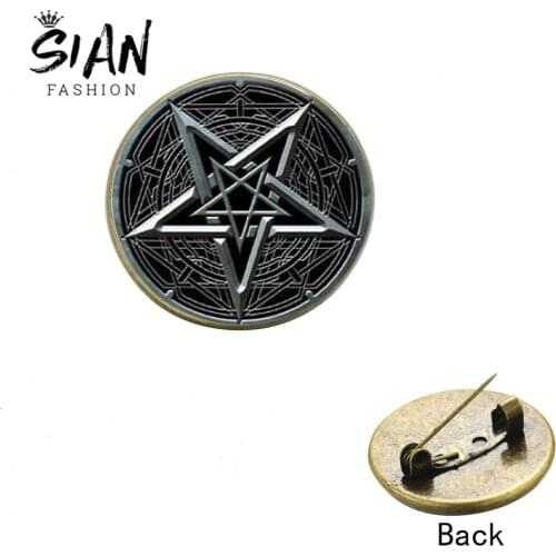 SIAN Movie Supernatural Pentagram Magic Brooch Witch Super Pentangle Star Life Tree Glass Time Gem Black Dark Pins Badge Collect