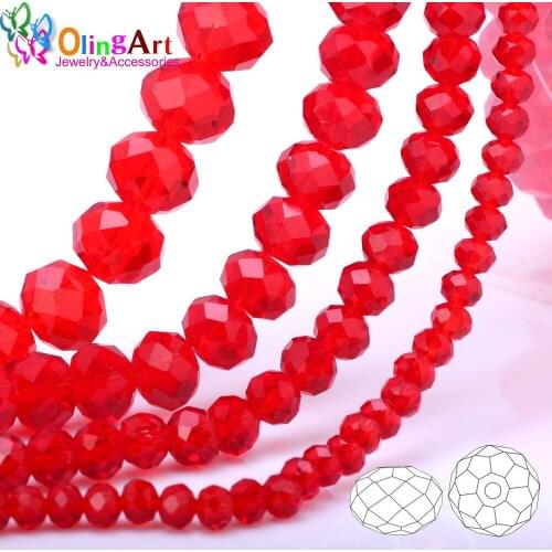 Olingart Red Colors3/4/6/8/10/12mm Rondelle Austria faceted Crystal Glass Beads Loose Spacer Round Beads for Jewelry Making