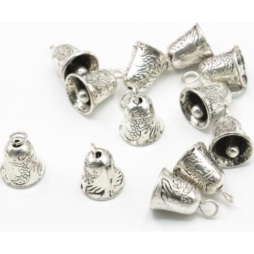 10PCS Wholesale Finding Tibetan Silver-color Bell Shape Pendant Spacer Beads for Jewelry Making DIY Necklace Bracelet Craft A322