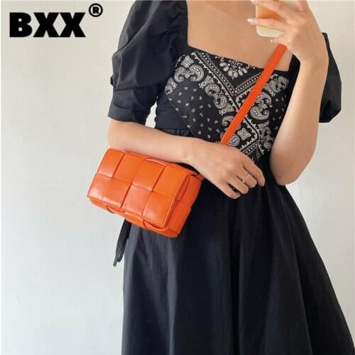 [BXX] Woman New Small PU Leather Personality All-match For Ladies Cute Woven Chest&waist Bag Fashion Tide Autumn 2021 GF0266