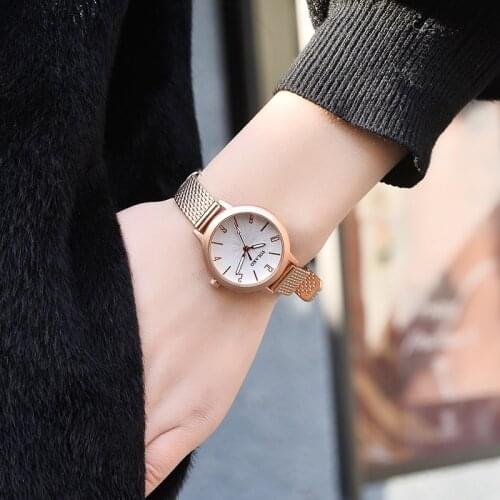Unique Small Dial Small Ladies Watches Women Leather Strap Quartz Watches Rose Gold Female Watch Montre Femme