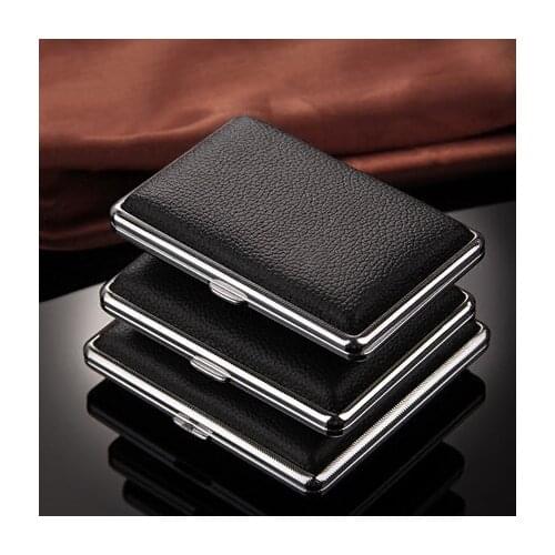 14-20 Cigarette Personalized Delicate Black Men Leather Cigarette Case Waterproof Cigarette Box Slim Portable High-Grade Gift