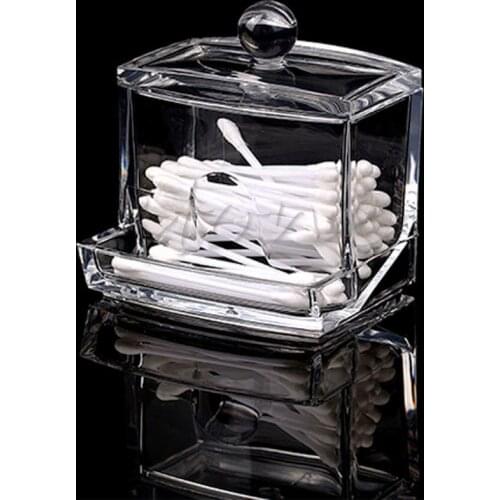 Clear ABS Makeup Cotton Swabs Stick Holder Bin Storage Container Organizer Box