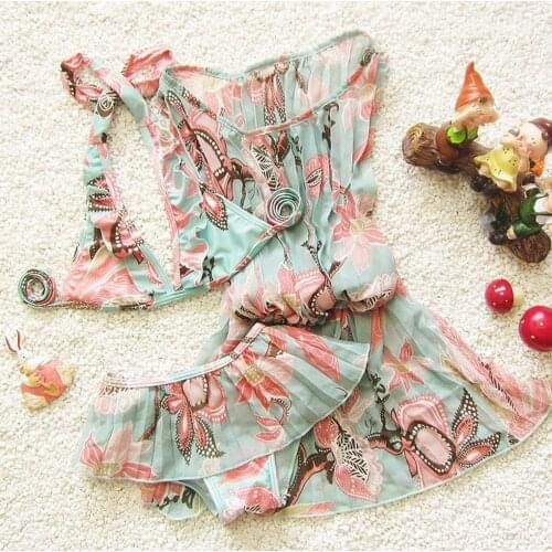 Floral Swimsuits Girls Swimwear Bikinis Set+Cover-Up Dresses Kids Bathing Suits Clothes Baby Two Piece Beach Bathing Suits DBO