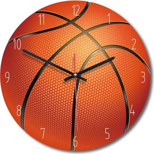 Home Decorative Wall Clock Sport Style Wooden Wall Clock Living Room Bedroom Kids Room Clock Basketball