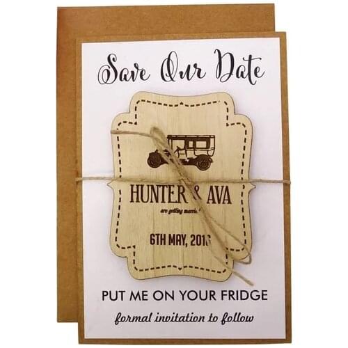 Personalize names date engraved Wooden Card save the date Wedding invitations Magnets,Save The Date Magnet, Wedding gifts