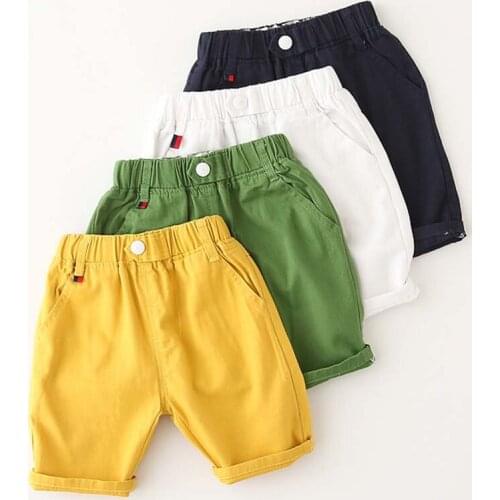 2021 New Summer Boys Casual Shorts Children Cotton Elastic Waist Pants Toddler Kids Fashion Pants Solid Color Baby Boys Clothes