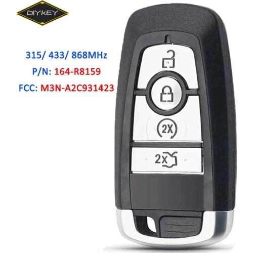 DIYKEY M3N-A2C931423 164-R8159 Smart Remote Car Key Fob 4 Button 315MHz/ 433MHz/ 868MHz for Ford Mustang 2017 2018 M3NA2C931423