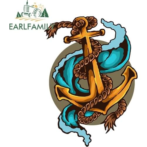 EARLFAMILY 13cm x 10.2cm for Anchor Tattoo Vinyl Car Stickers Kids Room Camper Family Vinyl Material Scratch-proof Window Decal
