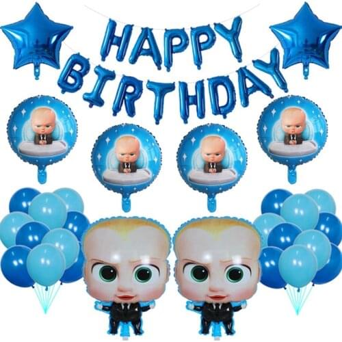 1set 18inch Round Baby Boss Happy Birthday Party Foil Helium Balloons Kids Birthday Party Decorations Supplies Air Globos Ball