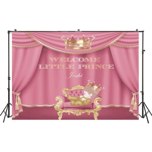 HUAYI Photo Background Newborns Baby Shower Birthday Party Decor Banner Photography Backdrops Royal Princess Crown Photo XT-6075