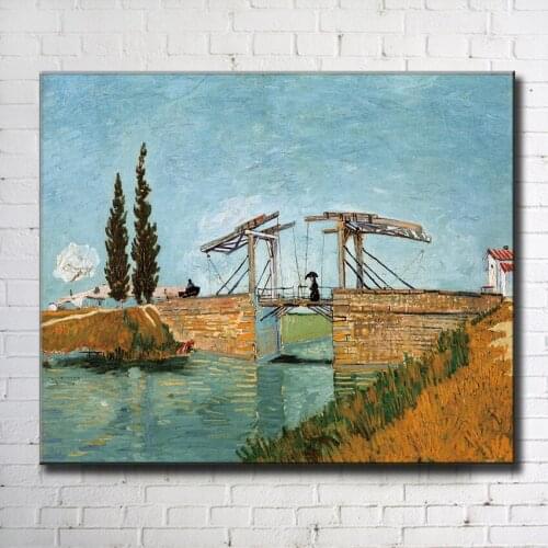 Impression Van suspension bridge river landscape canvas printings oil painting printed on canvas wall art decoration pictures