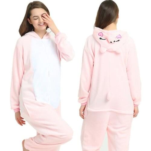 Dropship Adult High Quality Pink Pig Kigurumi Onesies Sleepwear Animal Anime Cartoon Pajamas Cosplay Costumes