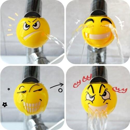 Creative Kids Water Tap Faucet Extender Water Saving Cartoon Emoticon Children Washing hand Funny Bathroom Faucet Extension Tool
