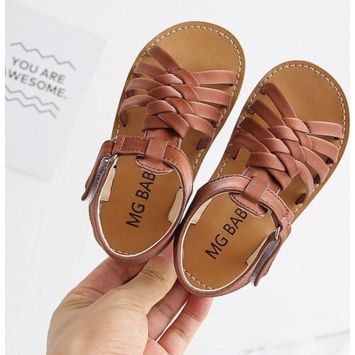Summer Children Toddler Infant Kids Baby Girls Boys Solid Colors Hollow Out Crossed Strap Leather Beach Roman Shoes Sandals#g4