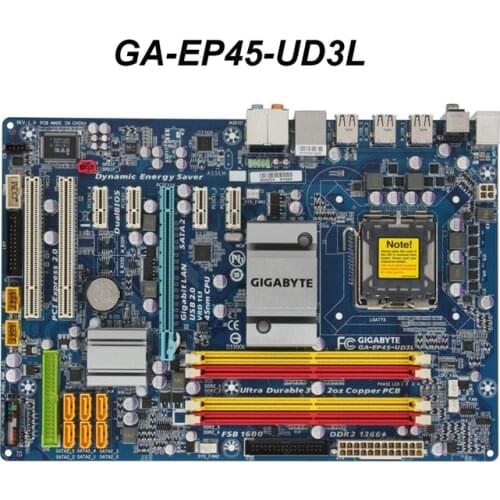 For GIGABYTE GA-EP45-UD3L Desktop Motherboard P45 Socket LGA 775 For Core 2 Pentium D DDR2 16G ATX Used P43-ES3G Mainboard