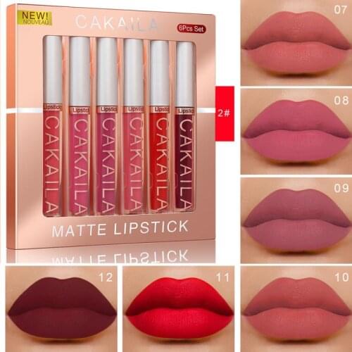 CAKAILA 6pcs Matte Sexy Liquid Lipstick Waterproof Long Lasting Lip Gloss Women Lips Tint Makeup Set With Case Beauty Cosmetic