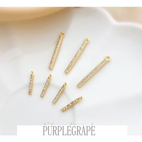 Copper plated 18K true gold-encrusted zircon delicate simple hundred small long pendant DIY earring necklace bracelet material