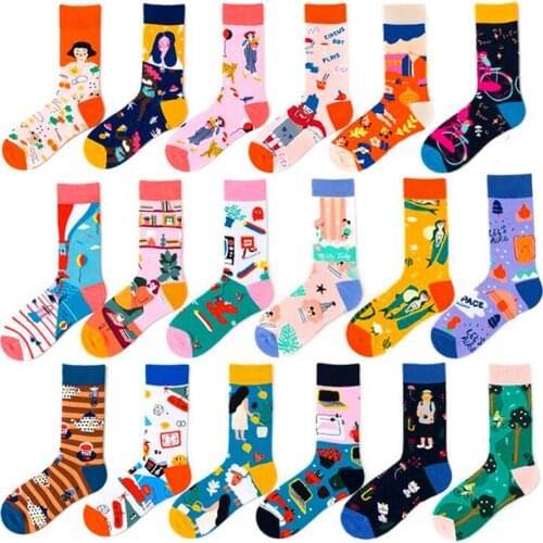 20 Patterns Fashion Women Creative Cotton Street Happy Socks Girls Female Funny Fantasy Casual Novelty Party Gifts Dress Sox