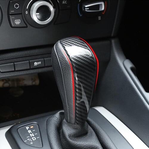 Carbon fiber Style ABS Plastic Car Gear Shift Head Patch Trim for Old BMW 1 3 Series X1 E90 92 93 87 2005-2012 Models Accessory
