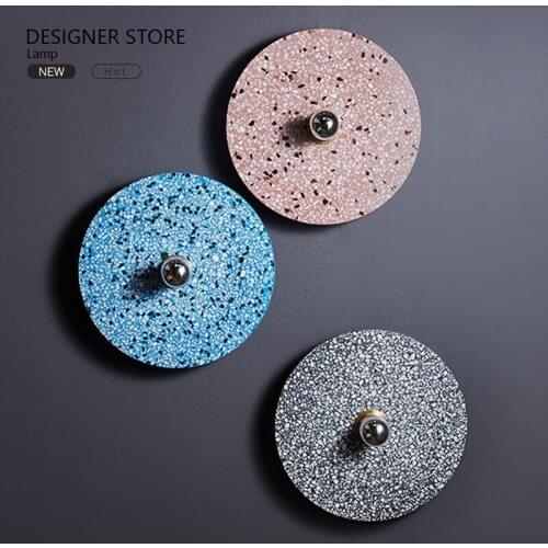 Light luxury high quality marble macaron shape disc personalized wall lamp