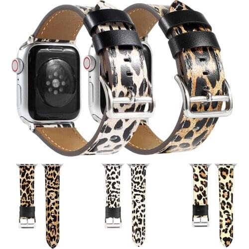 New Leopard Leather Strap for Apple Watch 6 Band SE 5 40mm 44mm Belt Bracelet for iWatch series 6 4 3 38mm 42mm Tour Watchbands