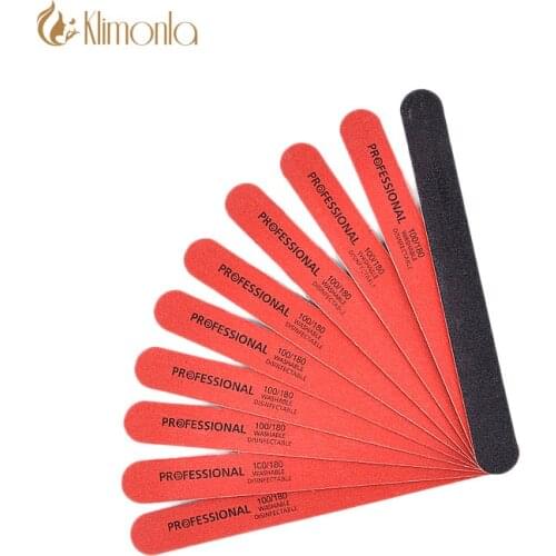 10pcs Wooden Nail Art File 100/180 Red And Black Sanding Files Nail Polish Tool Nail Accessories Polishing Tools Onglerie