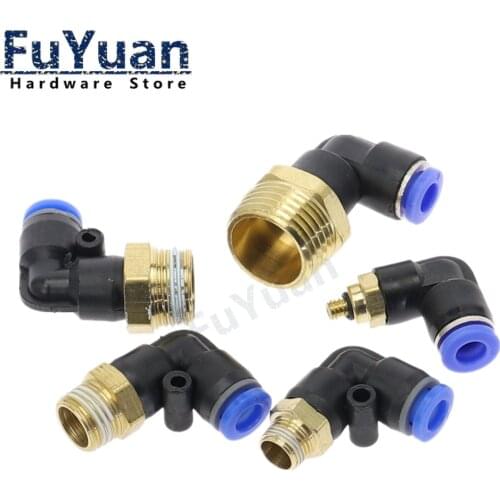 Air Pneumatic Pipe Connector 10mm 8mm 6mm 4mm 12mm OD Hose Pipe 1/8" 1/4" 3/8" 1/2" Male Thread L Shape Connectors Pipe Fittings
