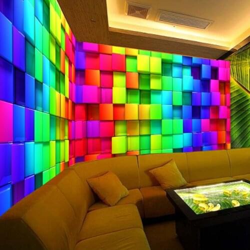 Custom Wall Mural Wallpaper Modern Art Painting Colorful Lattices KTV Bar Living Room TV Background 3D Wall Murals Wallpaper